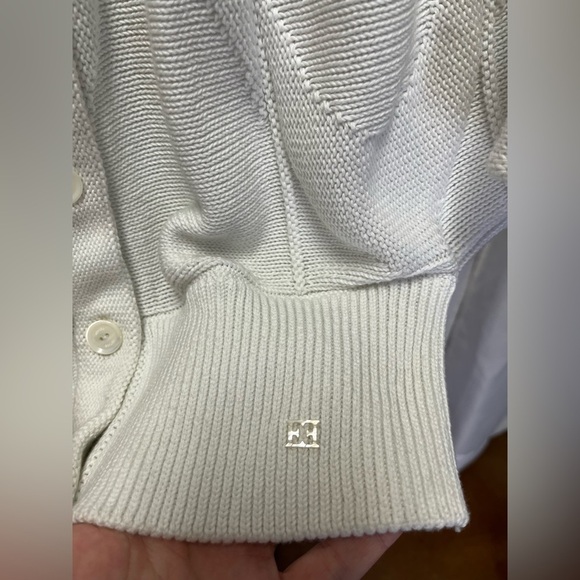 Escada white sweater cardigan 100% cotton | size Large - Picture 5 of 6